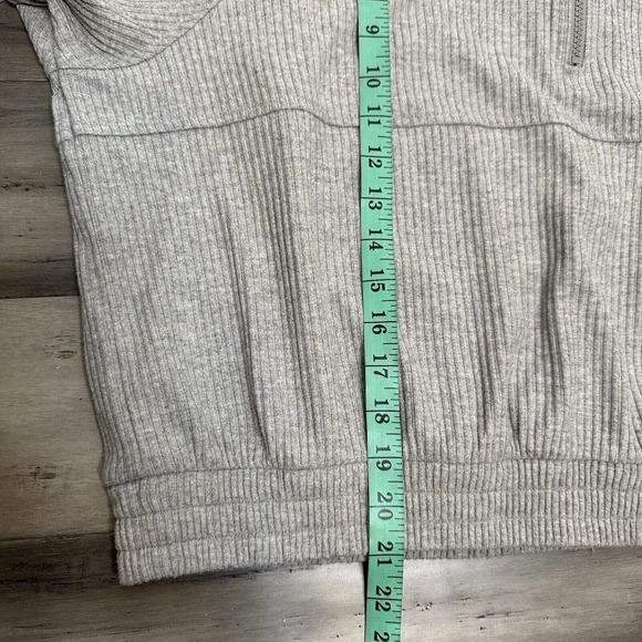 NWOT Zella Half Zip Ribbed Hoodie Women's Elastic Waist Light Gray Size L - Picture 8 of 8